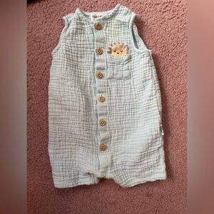 Rabbit and Bear Baby Sleeveless Romper with Sun Embroidery organic cotton
